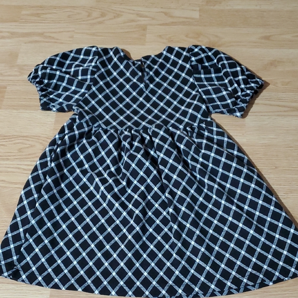 Zara Black and White A-Line Puff Sleeve Dress Size 6 Girls - Picture 9 of 11